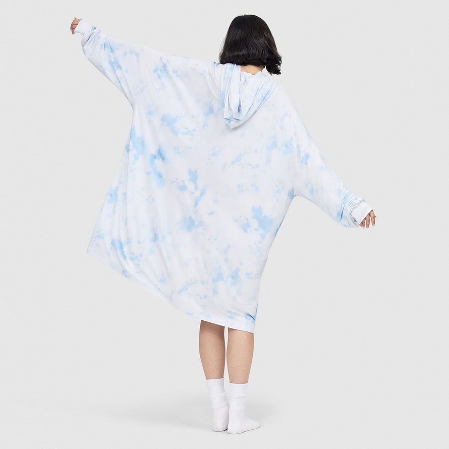 Blue Tie-Dye Oodie Long Sleeve Sleep Tee