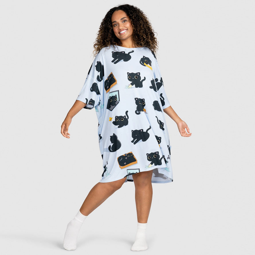 Black Cat Oodie Sleep Tee