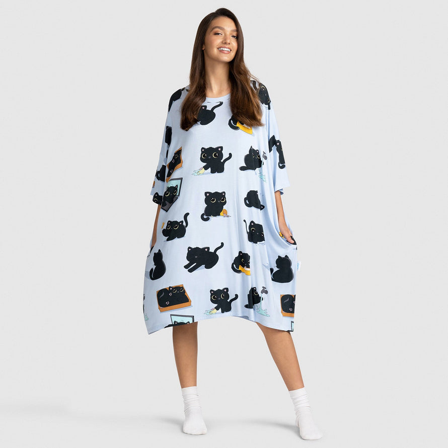 Black Cat Oodie Sleep Tee