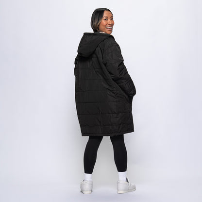 Black/Leopard Long Puffer Jacket